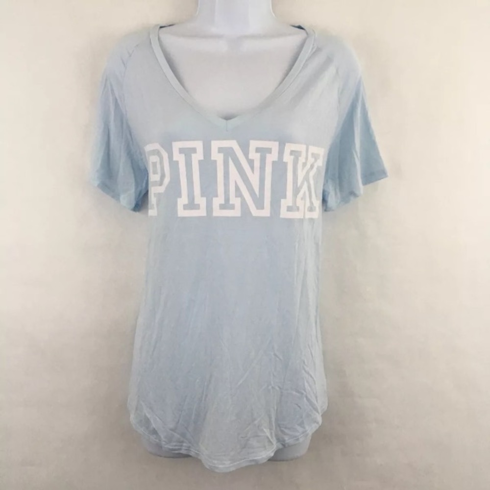 PINK Victoria’s Secret Short Sleeve Logo Tee Blue